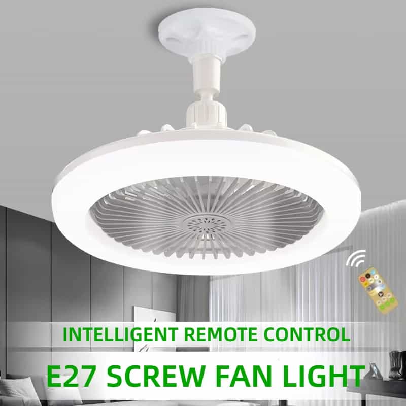 Rotatable 3in 1 Ventilador de teto com controle remoto, lâmpada de iluminação, E27, Conversor, Base, Quarto, Sala, Miflame