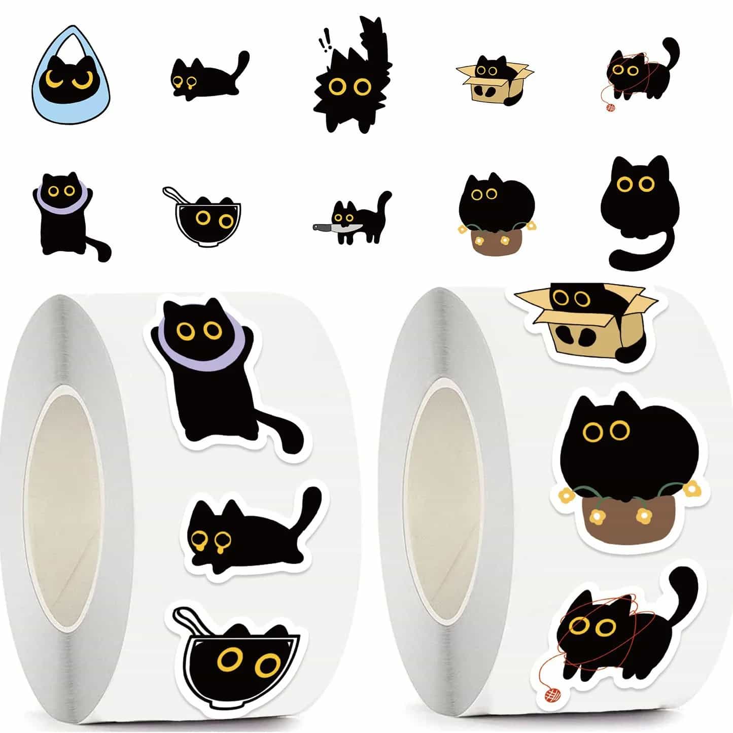 2026 Schwarze Katzen Aufkleber Kollektion 100-500 Stück für Handyhülle Gitarre Notizbuch Scrapbook Halloween Dekorative Schreibwaren