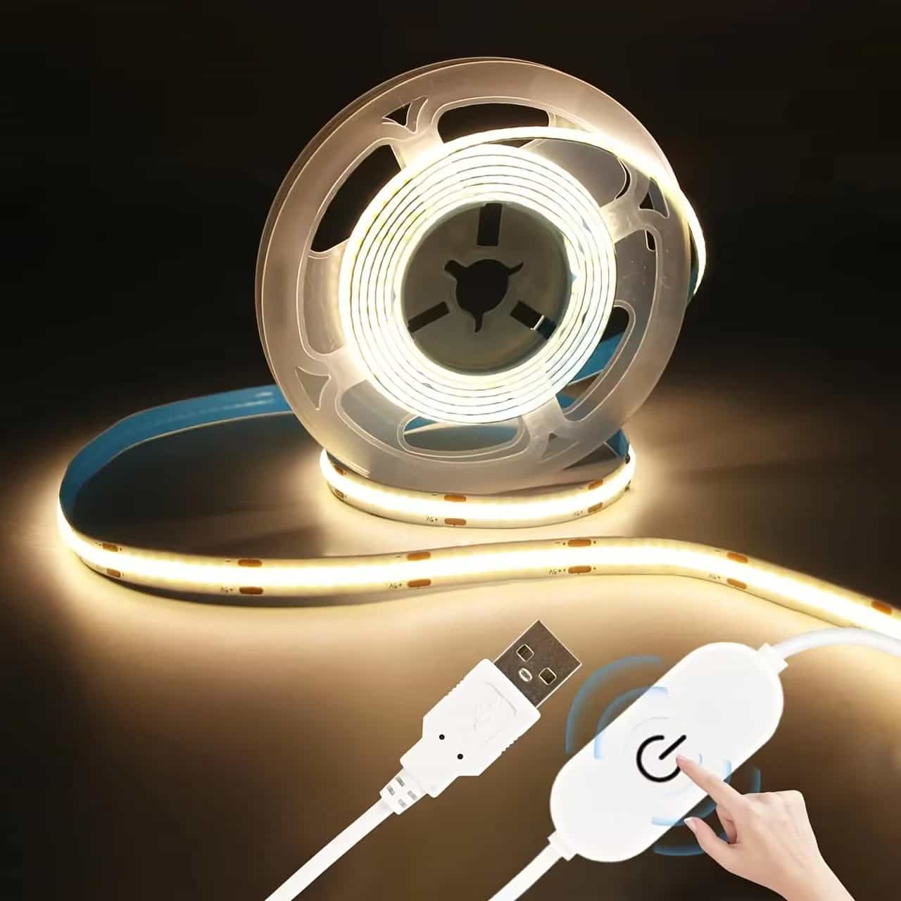 1M-5M USB LED Streifen Licht 5V 320LEDs/M COB Touch Sensor Dimmbare Lampe Band DIY TV Spiegel Hintergrundbeleuchtung Küche Zimmer Nacht Beleuchtung