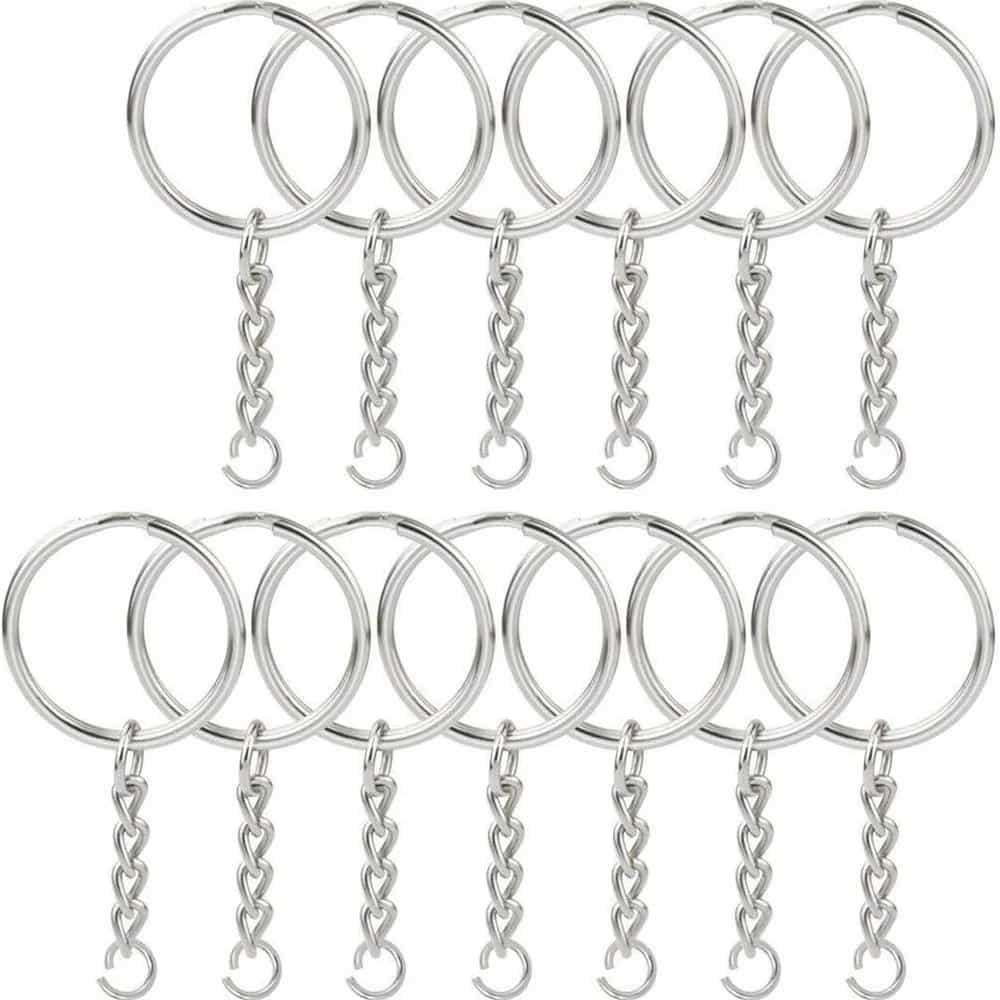 100Pcs/pack Open Metal Keychain With 50PCS Keyring and 50pcs Open Jumping Ring,DIY Jewelry Accessories 