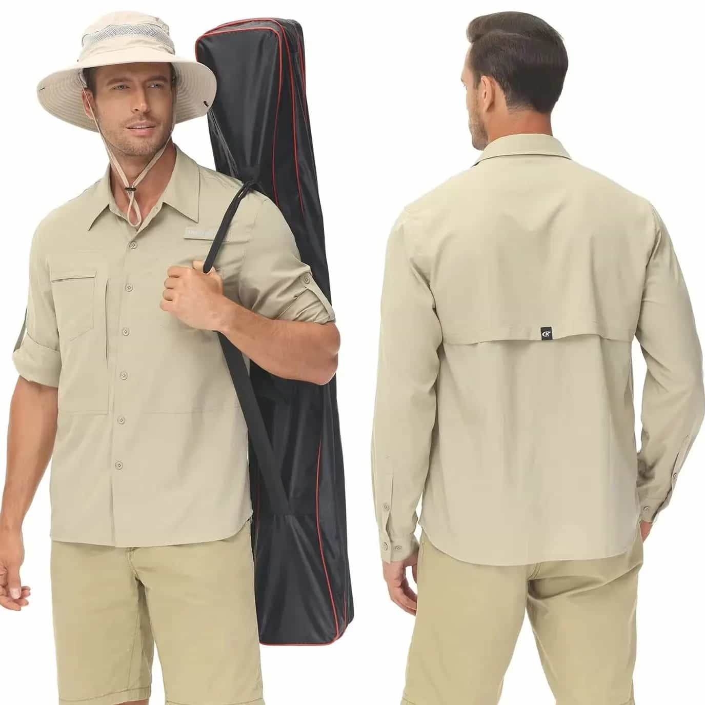 Chemises de pêche décontractées à manches longues pour hommes, UPF 50+, légères, tactiques, à boutons, avec dos en maille respirante