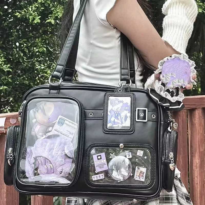 Japanese Tote Bag Fashion Concert Shoulder Bag Student Backpack Transparent Multi-pocket Messenger Bag Zipper Storage Pain Bag