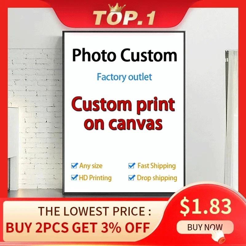 YWDECOR Pittura personalizzata di grandi dimensioni su tela HD Stampa la tua immagine Poster da parete personalizzato Foto per soggiorno Decorazioni per la casa Regalo