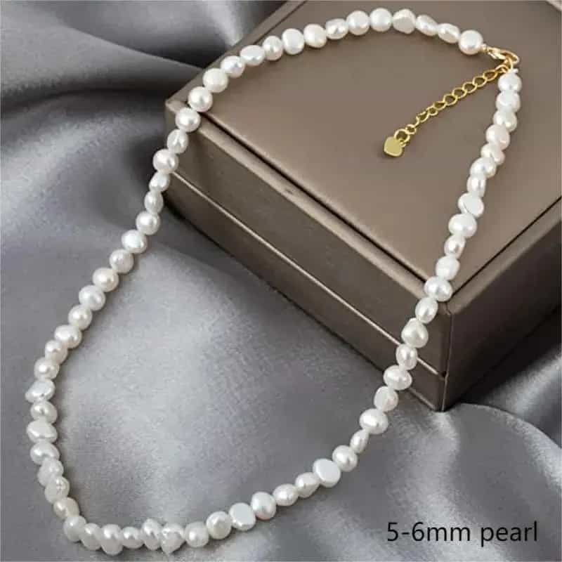 Gargantilla de perlas de agua dulce barrocas naturales reales para mujer y niña, regalo Popular AA 5-6mm 8-9mm, collar de joyería de perlas