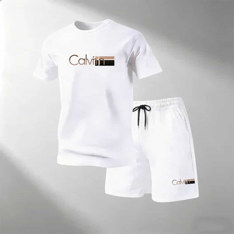 2026 Summer Men's Streetwear 2 Piece Set O-Neck T-Shirt+Sports Shorts Quick Dry Fitness Gym Running Suit Hot Sale Fashion Casual