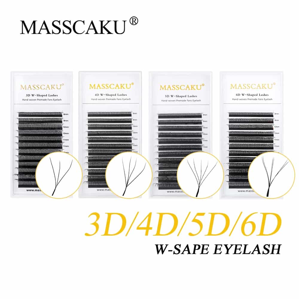 MASSCAKU 3D 6D 8D W Shape Lashes Глобальная оптовая продажа кластеров для ресниц Easy Fan Volume Wispy Fake Lash Премиум Dense Cilia Поставщик