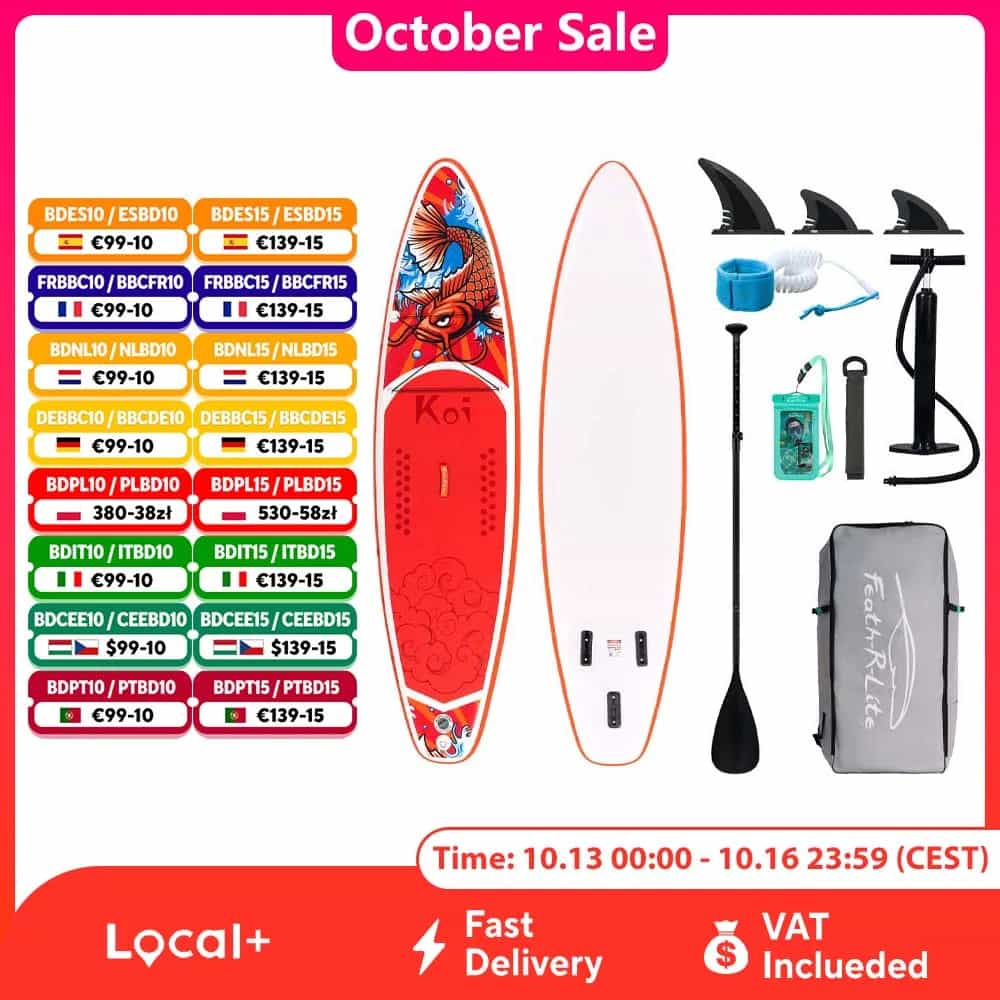 FunWater Inflatable Stand Up Paddle Board Paddling Board Surfboard Surf Sup Board 320-385CM Non-Slip Water Sport Paddle Board