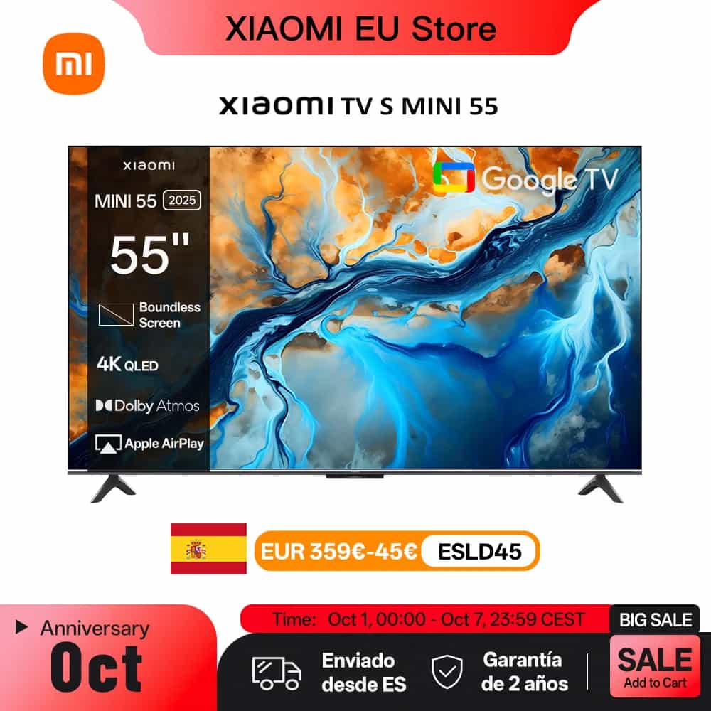 Xiaomi S Mini 55 144Hz Qd-Mini Led Dolby Vision ® Iq, Dolby Atmos ® Google Tv