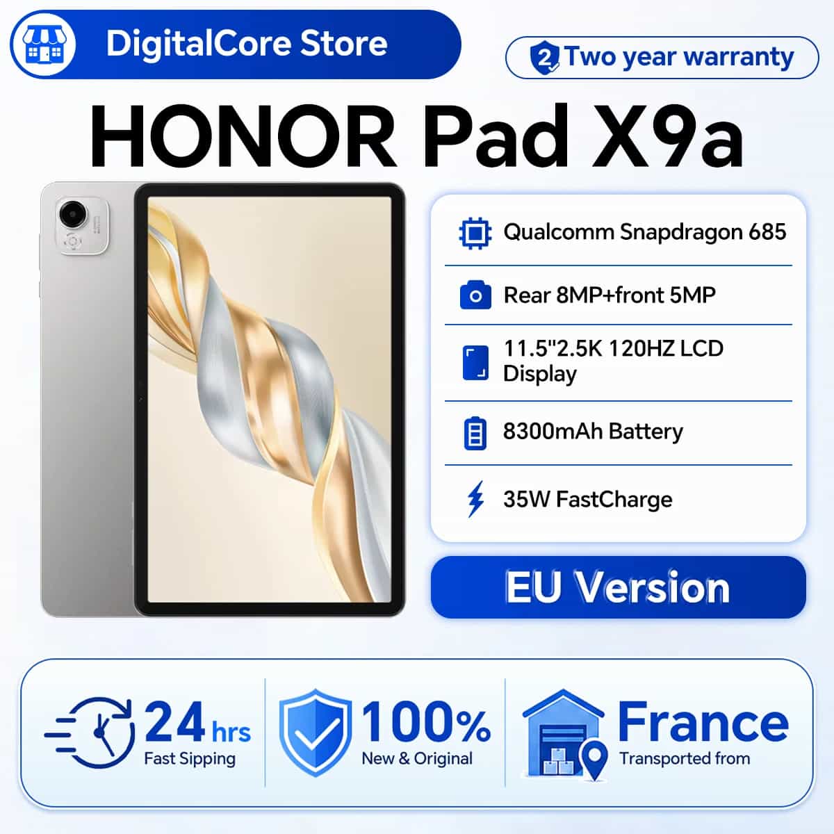 HONOR Pad X9a 11.5-inch LCD Display 120Hz Refresh Rate 1.07B Colors 400nit Brightness, Snapdragon 685 WIFI Octa-Core, 8300mAh