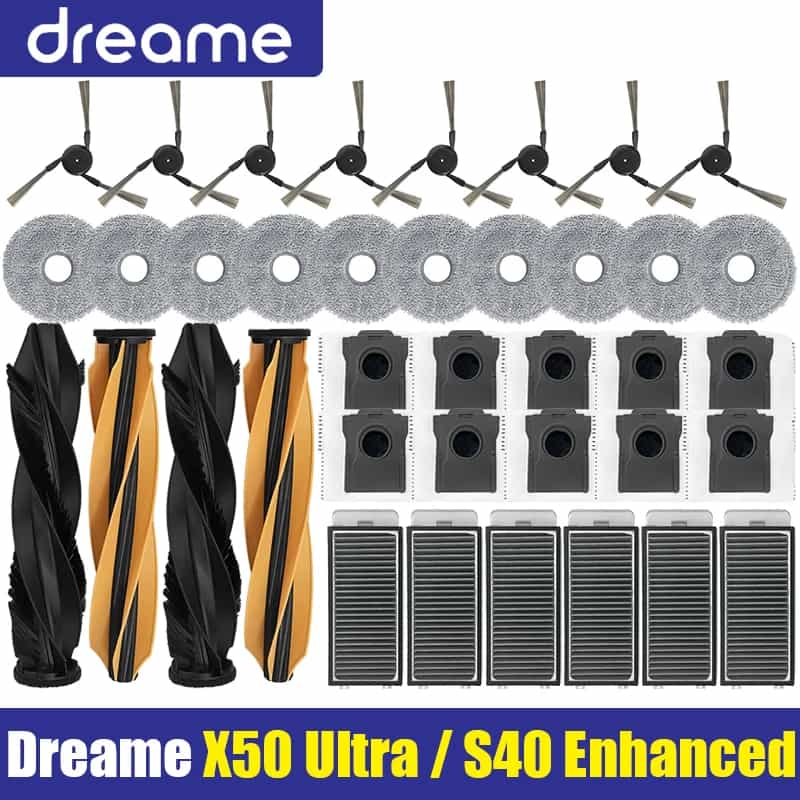 Dreame X50 Ultra / S40 Enhanced Edition Vacuum Cleaner Parts Main Roller Side Brush Hepa Filter Mop Cloth Dust Bag