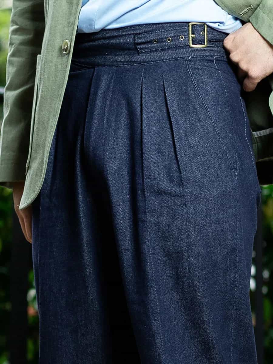 POT&CRAFTSMAN Amerikan Vintage Gevşek Düz Rahat Pantolon İndigo Denim Yüksek Bel Dokuz Pantolon Pantolon GURKHA