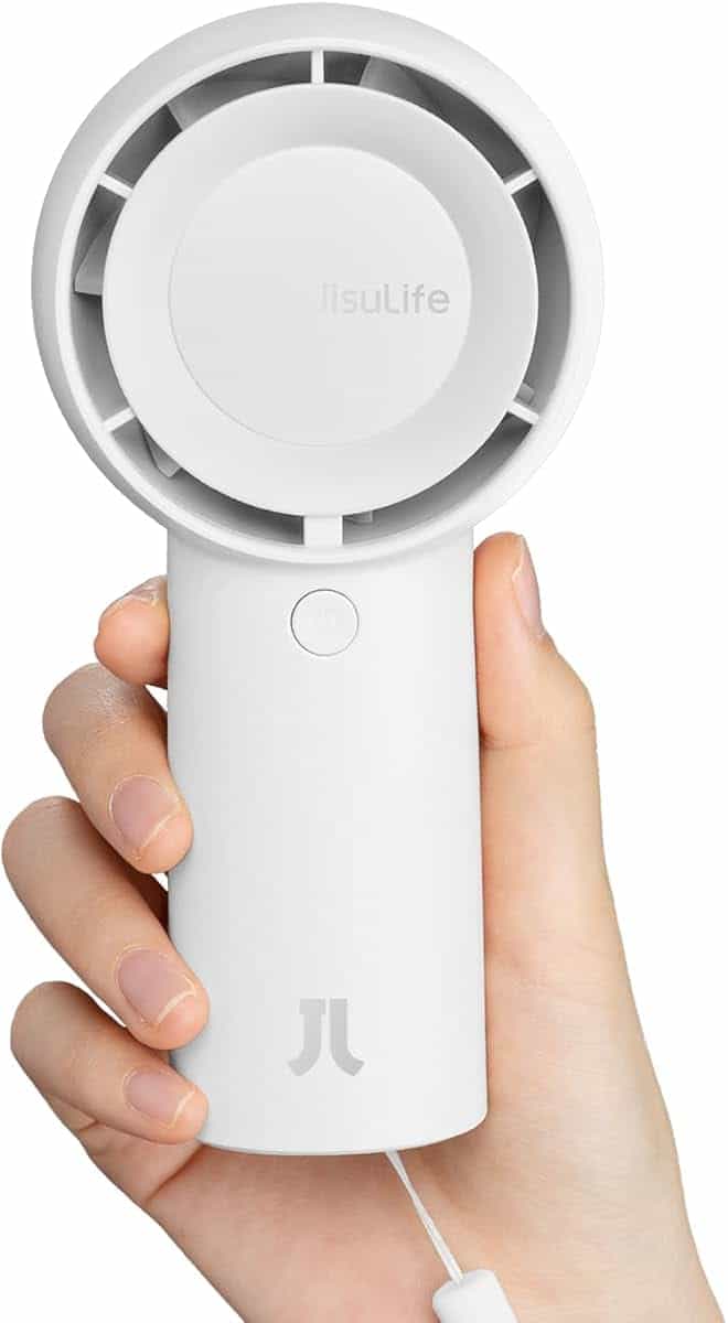 JISULIFE Portable Handheld Turbo Fan Rechargeable 4000mAh 5-Speed (White) | Up to 16H max cooling, Personal Battery Powered Pocket Fan for Travel/Outdoor/Vacation/Concerts, Birthday Gifts for Women