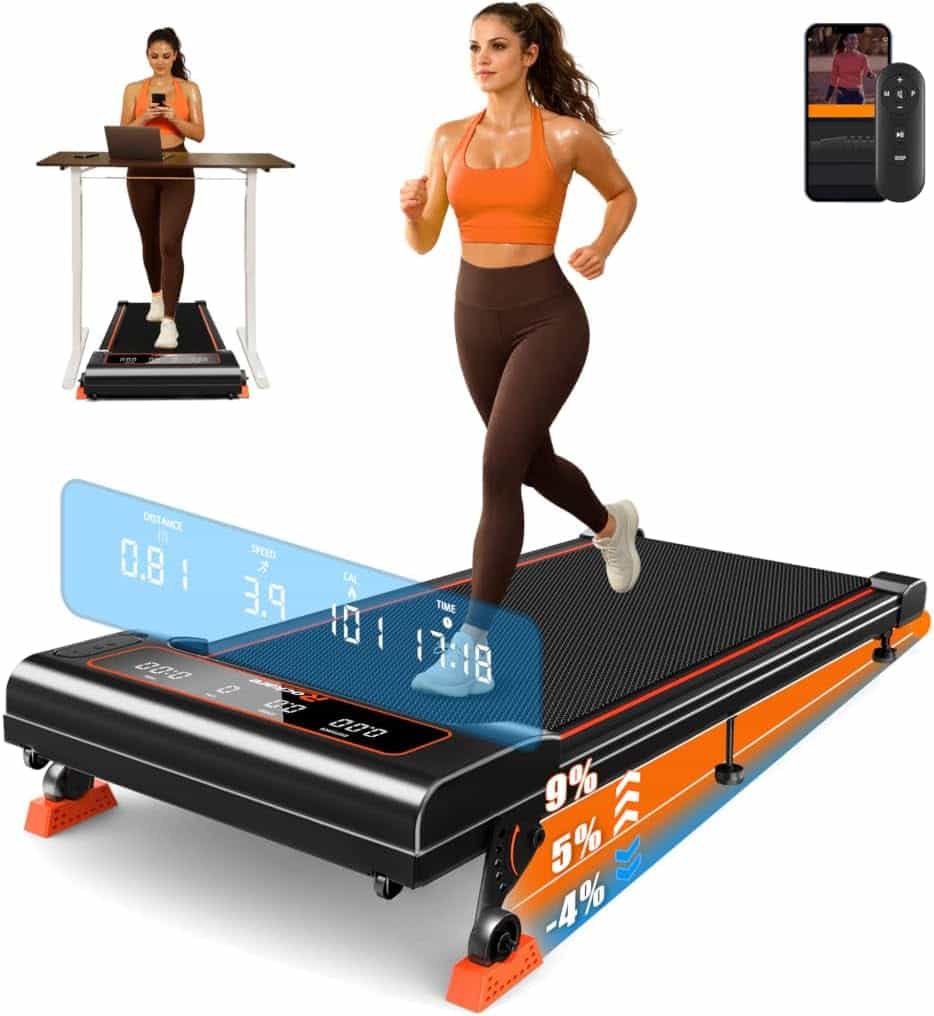Walking Pad with Incline 9% & Decline -4% 5 Level, Under Desk Treadmill | Quiet BLDC EvoDrive Treadmills for Home, Full Metrics Display, NeoFloat Quad Cushioning, Portable Compact for Small Spaces