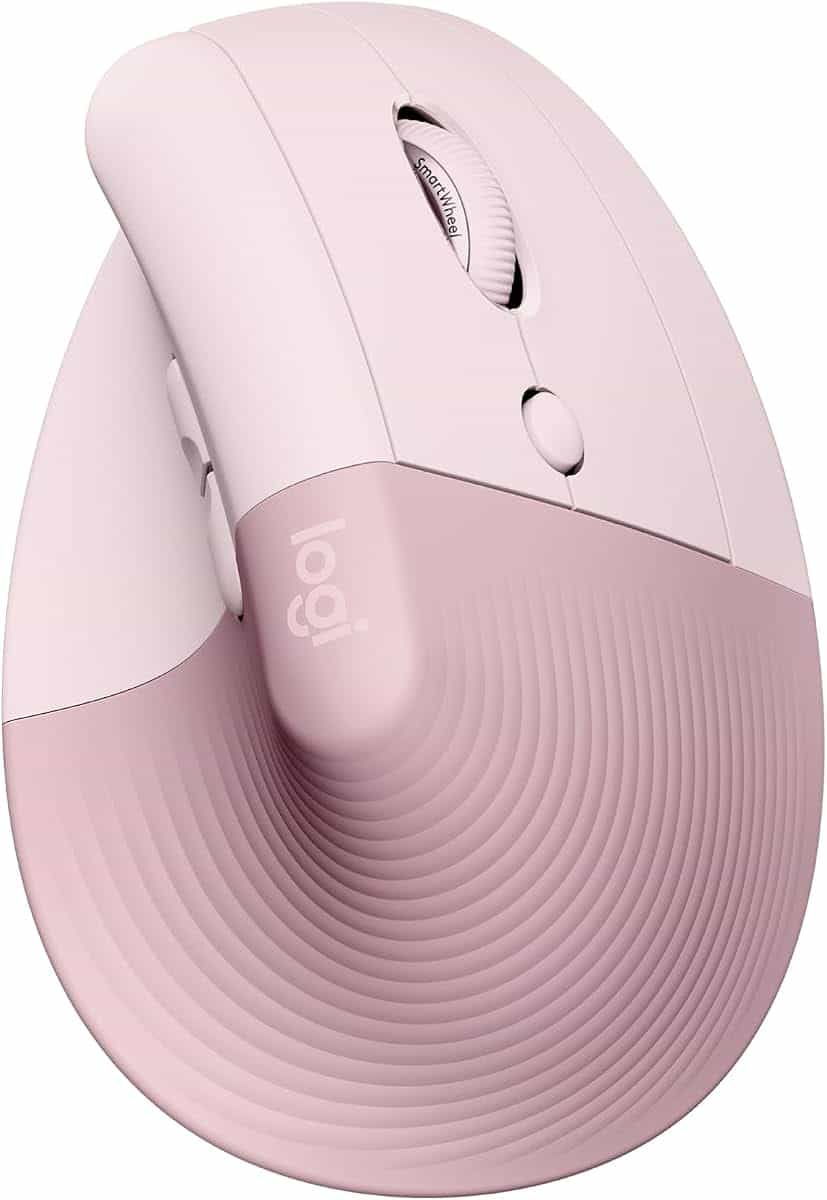 Logitech Lift Souris Ergonomique Verticale | Souris sans fil, Bluetooth/USB Logi Bolt, Silencieuse, 4 boutons, Windows/macOS/iPadOS, PC/Portable - Rose