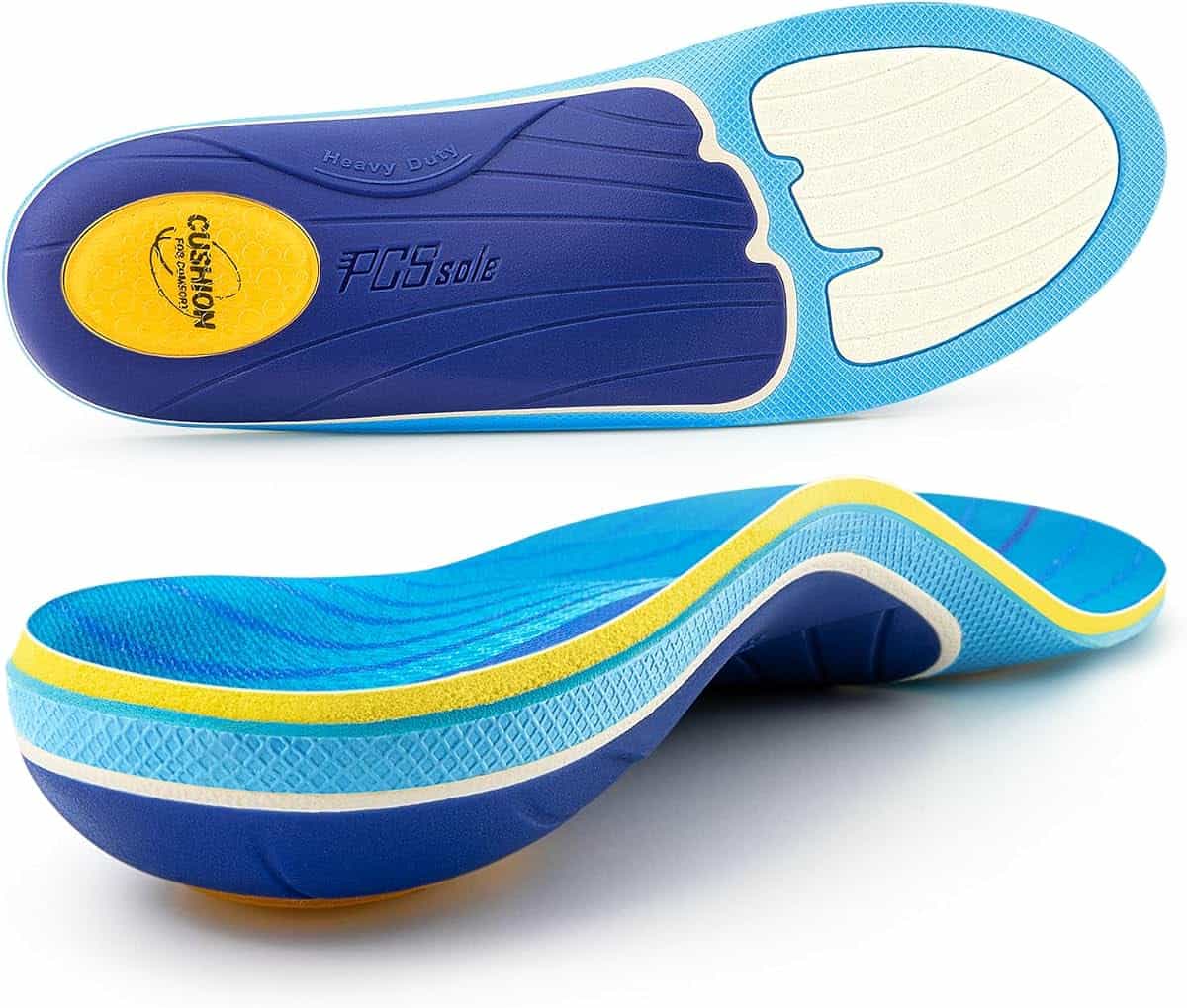 PCSsole Orthotic Insoles - Reinforced Arch Support for 220+lbs | Pain Relief Flat Feet,Heel | Work Insoles & Shoes