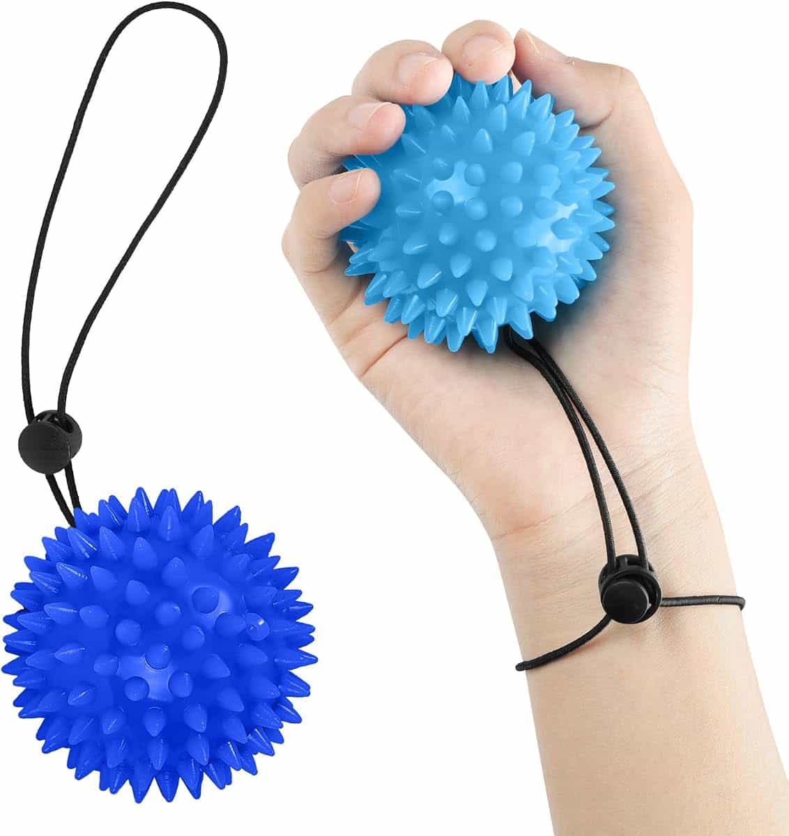 AOOWU Boules anti-stress, entraîneur à la main, boules en forme de hérisson, en caoutchouc souple, pour pétrir, arthrite, entraînement des doigts, soulage le stress et l'anxiété
