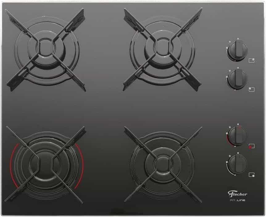 Fischer Cooktop à Gás 4 Bocas Fit Line Mesa Vidro Preto Bivolt - 26342-57175