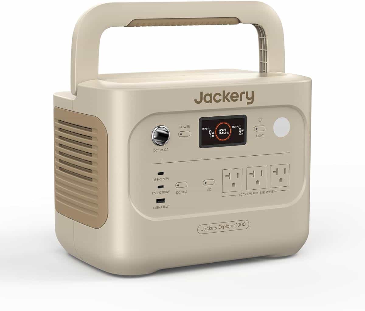 Jackery Explorer 1000 v2 Portable Power Station,1070Wh,1500W (Dune White) | 1 Hr Fast Charge, LiFePO4 Battery, 100W USB-C Output, Solar Generator for Camping, Emergency, RV, Off-Grid Living