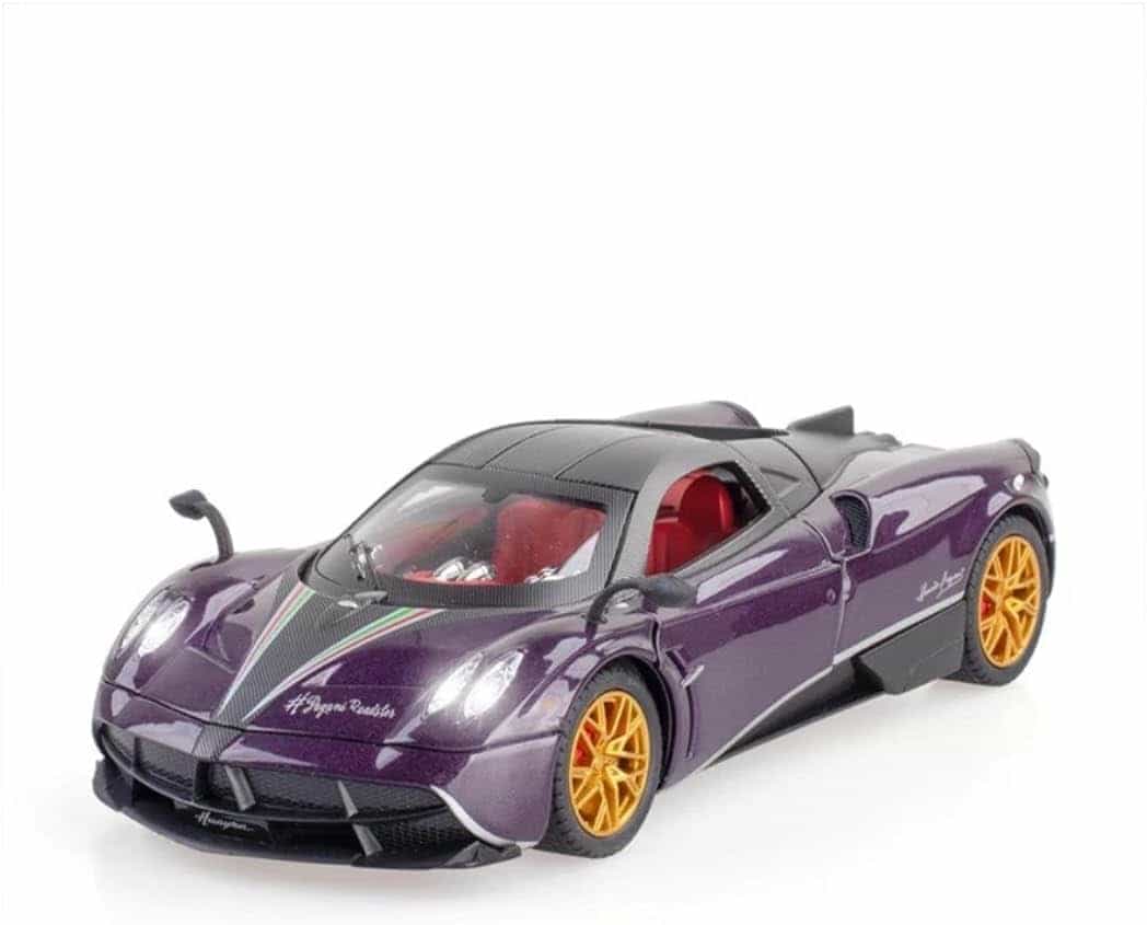 KIDSZONE Die-Cast Model Car –1:24 Scale Premium Collectible Toy Vehicle with Opening Doors, Detailed Interior, Pull-Back Action & Metal Body (Paganii Purple)