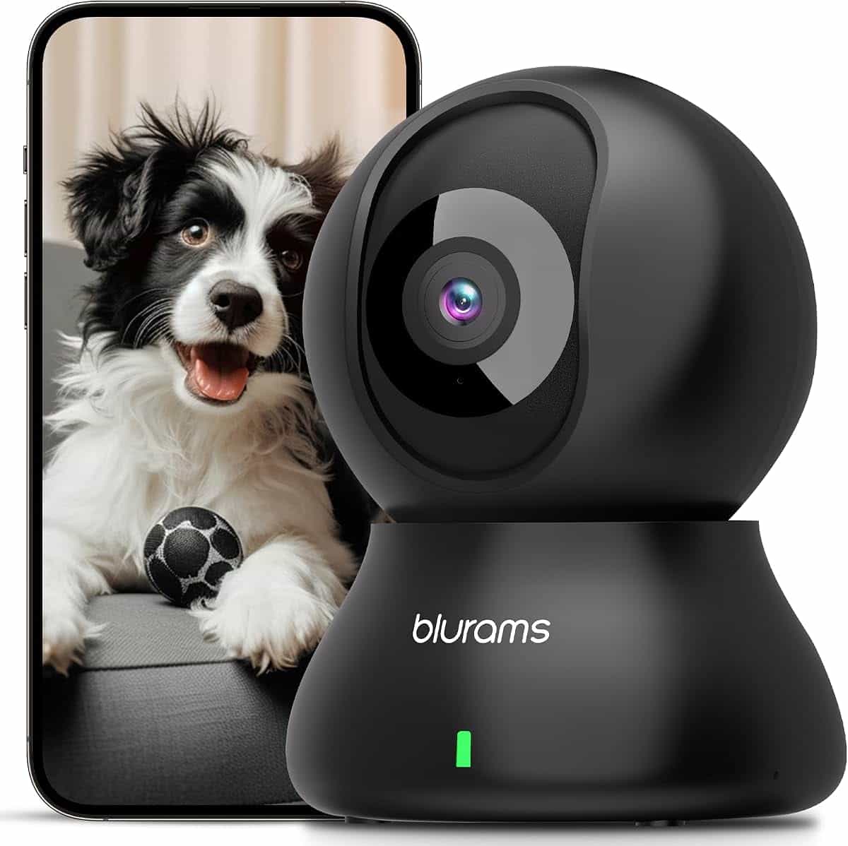 blurams Pet Camera 2K Black, Indoor Camera, Dog Camera, 360° Home Security Camera, 2.4g & 5g, Night Vision, Motion Tracking, 2-Way Talk, Cloud&SD, APP Control