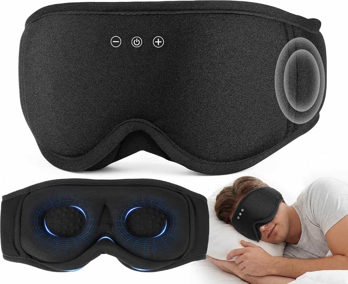 LC-dolida Bluetooth Sleep Mask Headphones,Total Blackout for Travel & Nap | 4D Soft Fabric, Breathable, Zero Pressure, Total Blackout & 360° Comfort. HiFi Sound, 15-Hr Battery.