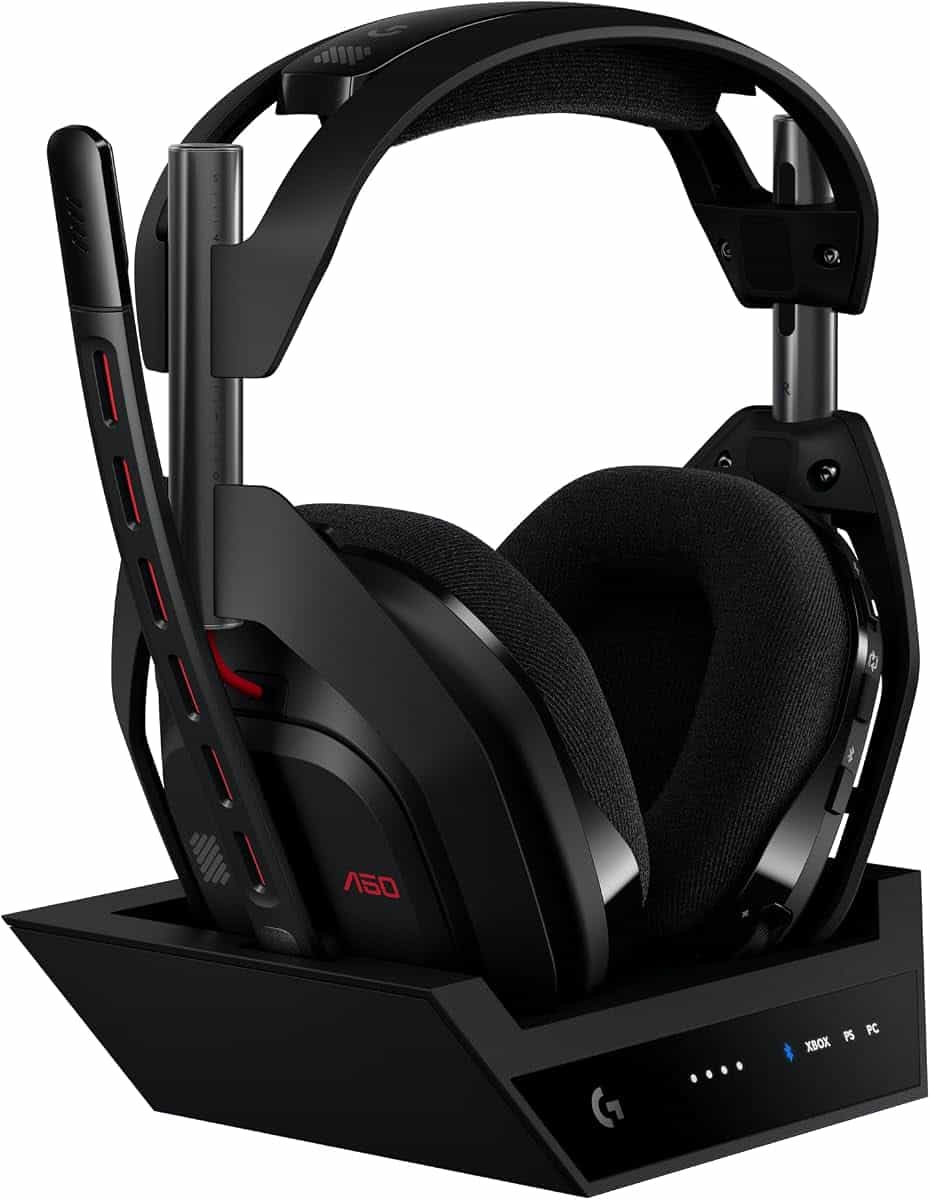 Logitech G Astro A50 cuffia e microfono gaming wireless LIGHTSPEED + base | (Gen 5), PRO-G GRAPHENE, passaggio fra 3 sistemi, USB-C per Xbox, PS5, PC/Mac, Nintendo Switch, Switch 2, Bluetooth - Nero