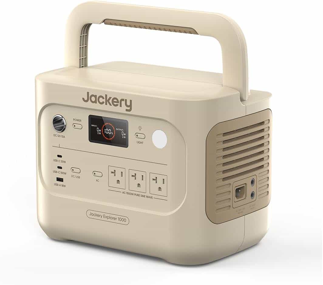 Jackery Portable Power Supply 1000 New 1070Wh Industry-Leading Light and | 1 Hour Full Charge, Iron Phosphate, 10 Year Long Life, Rated Output, 1500 W, Instant Maximum 3000 W, Disaster Prevention