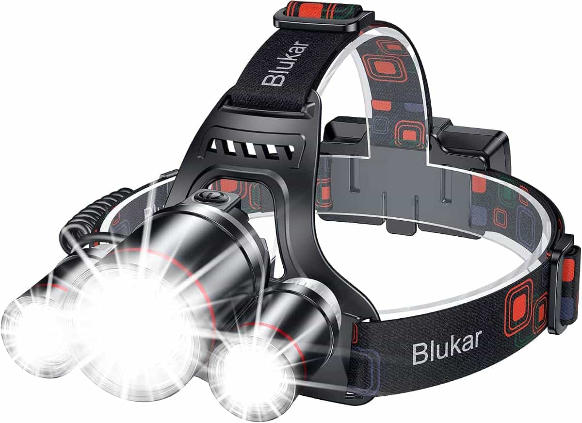 Blukar Hoofdlamp Oplaadbaar, 6000L Superheldere Zoombar LED Koplamp | 5 Lichtmodi, Rood Licht, Waterdicht, 90° Verstelbare Hoofdlicht voor Hardlopen, Wandelen, Vissen enz.