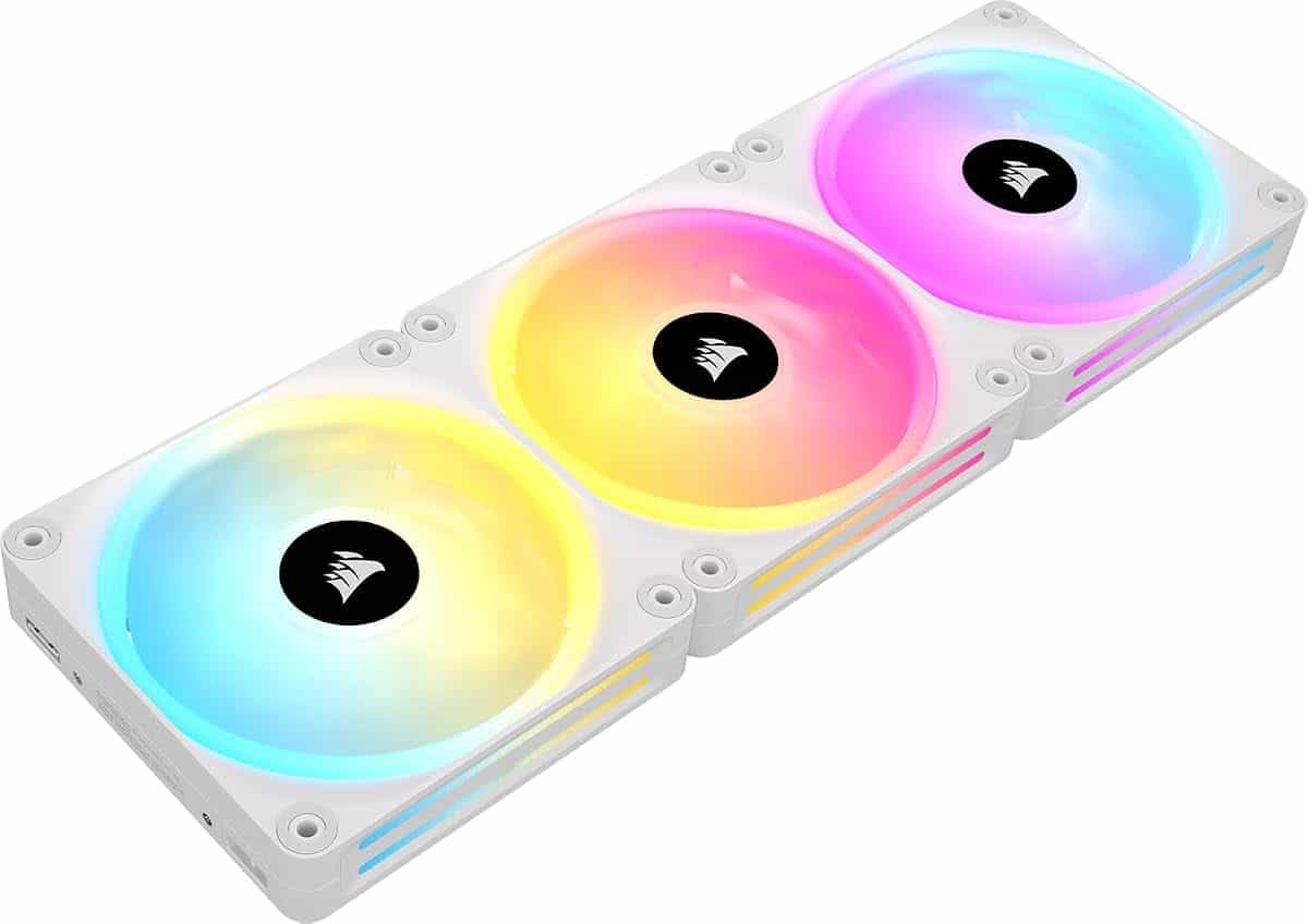 CORSAIR iCUE LINK QX120 RGB 120mm RGB Fan Starter Pack – White | Triple Package, 120mm Magnetic Dome RGB Fan