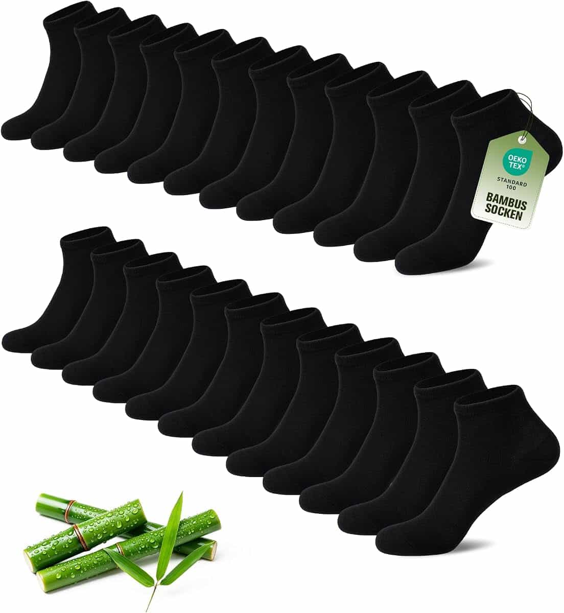 SukModen 12 paar sneakersokken voor dames en heren, van bamboe, anti-gat en antislip dankzij comfortabele tailleband, korte sneakersokken voor sport en dagelijks gebruik, ademend en zacht, zwart