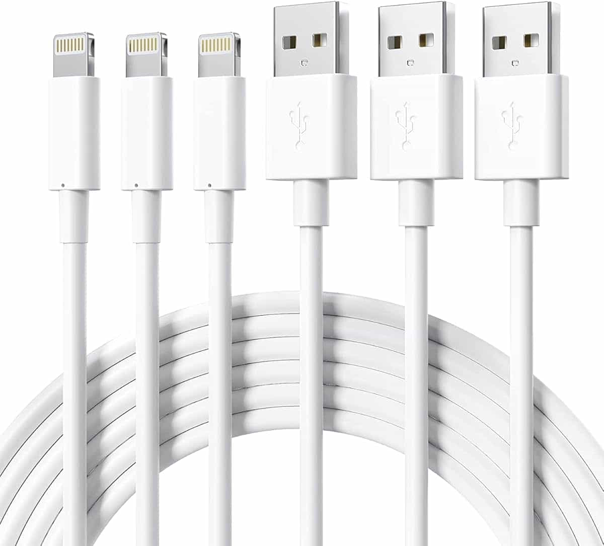 GlobaLink Kabel do ładowania iPhone'a, kabel Lightning z certyfikatem MFi, kabel 3Pack 1M Short Lightning na USB Szybkie ładowanie i synchronizacja Przewód iPhone'a SE 2020 13 12 11 Pro Xs - Biały
