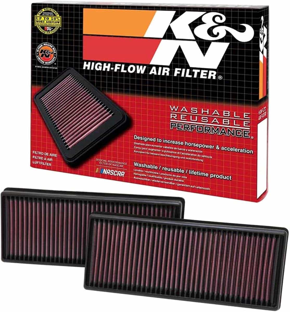 K&N Engine Air Filter: High Performance, Premium, Washable, Replacement Car Air Filter: Compatible with 2011-2019 Mercedes V8 (GLE, GLS, SL, CL, E, SL, G), 33-2474