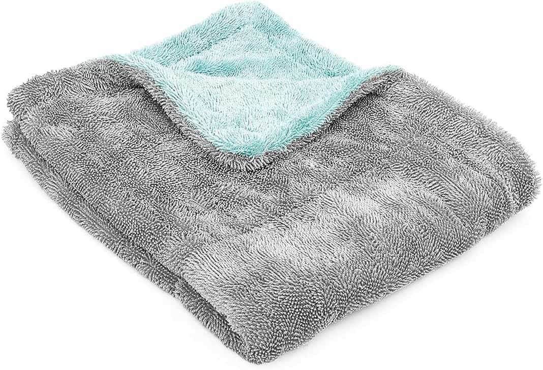 The Rag Company - The Liquid8r - Absorbent 70/30 Blend Microfiber Drying Towel for Cars, Trucks, and SUVs, Safe for Detailing + Scratch Free, Twist Loop Weave, 1100gsm, 20in x 24in, Aqua Blue/Grey